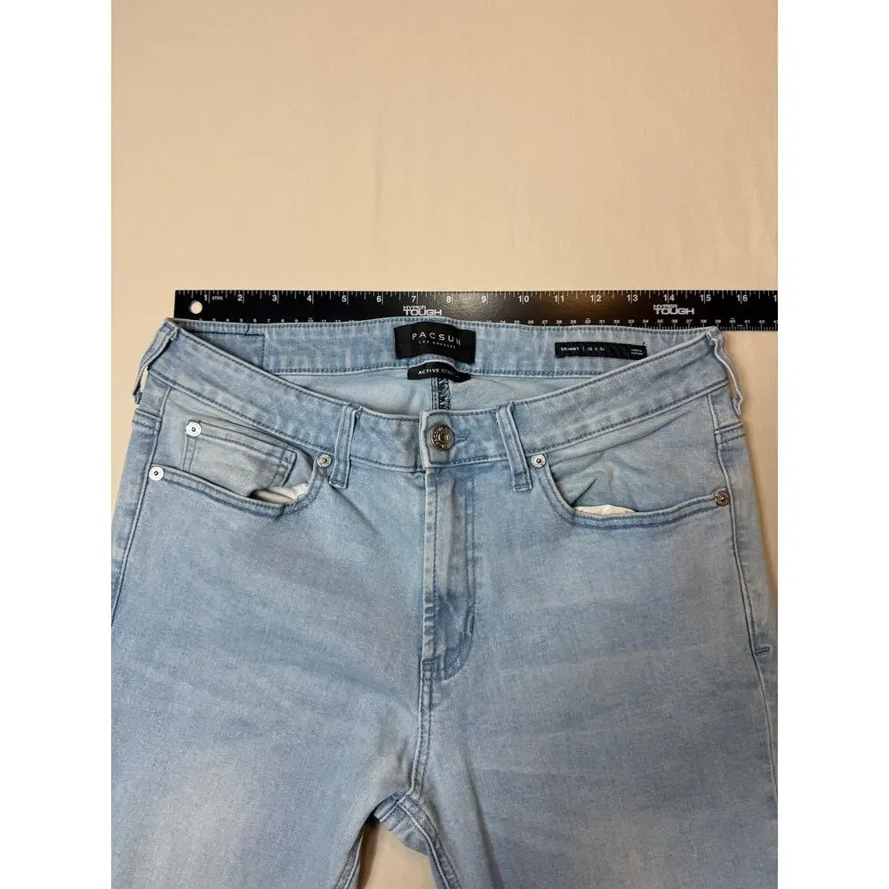 Mens PacSun Skinny Active Stretch Jeans 32x32 Light Wash‎ Denim